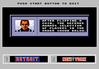 David Robinson's Supreme Court (Genesis) screenshot: The order in which the players will be picked