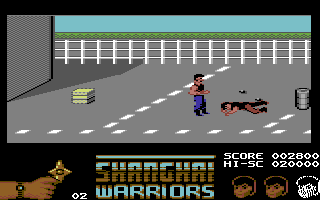 Shanghai Warriors (Commodore 64) screenshot: Killed an enemy with shuriken