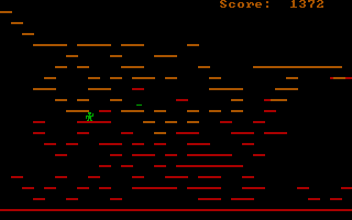 Caverns of Gink (DOS) screenshot: Avoid the green arrows by jumping over them or by moving to a different platform