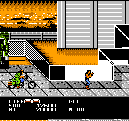 P.O.W.: Prisoners of War (NES) screenshot: enemy biker