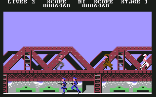 Rush'n Attack (Commodore 64) screenshot: Stage 1