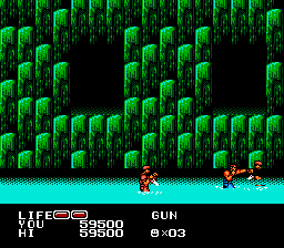 P.O.W.: Prisoners of War (NES) screenshot: Enemies sneak up in the water.