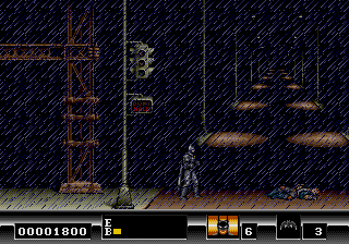 Batman: The Video Game (Genesis) screenshot: It's raining bats & dogs.