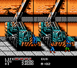 P.O.W.: Prisoners of War (NES) screenshot: Dangerous Construction Pressers