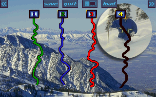 SuperSki III (DOS) screenshot: Select the route