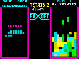 Tetris 2 (ZX Spectrum) screenshot: Normal Tetris - playing with special kinds of shapes