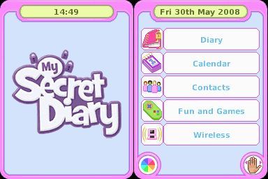 My Secret Diary (Nintendo DS) screenshot: Main menu