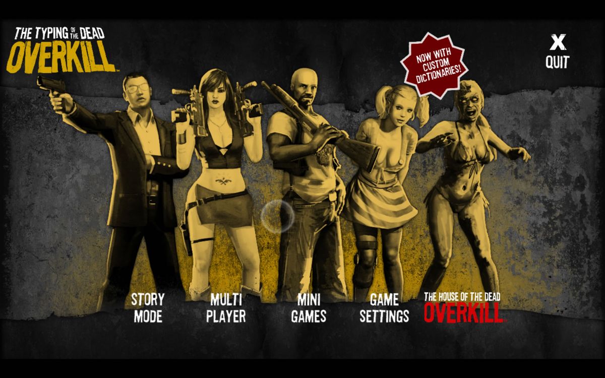 The Typing of The Dead: Overkill (Windows) screenshot: Main menu (The Typing of the Dead)