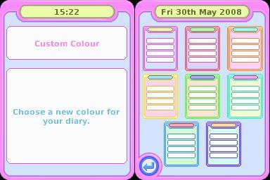 My Secret Diary (Nintendo DS) screenshot: Colour Theme selector