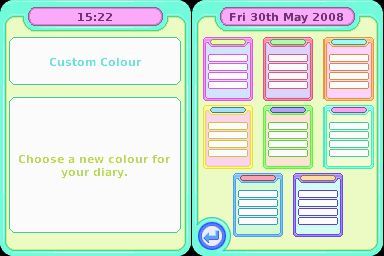 My Secret Diary (Nintendo DS) screenshot: Colour Theme selector