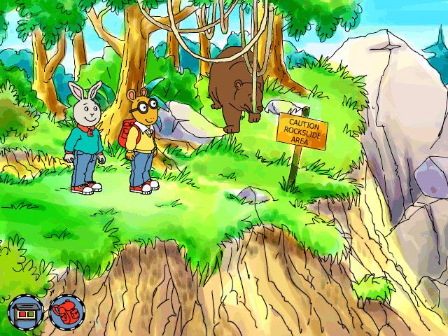 Arthur's Camping Adventure (Windows) screenshot: What's more dangerous? The bear or the cliff?
