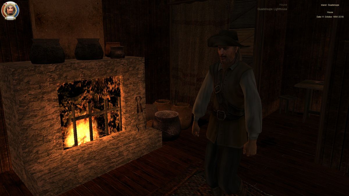Sea Dogs: To Each His Own (Windows) screenshot: The lighthouse keeper is a scruffy old man