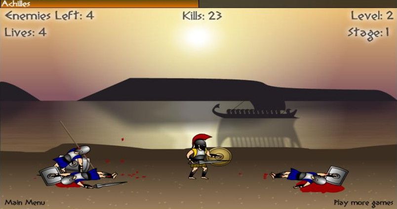 Achilles (Browser) screenshot: The second level enemies...well, what's left of them anyway.