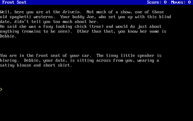 Drive-In (DOS) screenshot: Starting location (Cruisin)