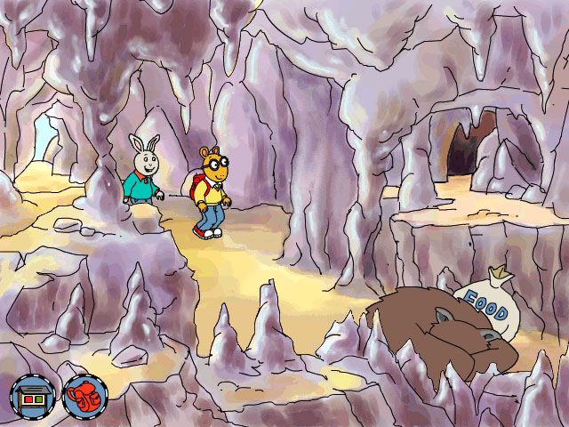 Arthur's Camping Adventure (Windows) screenshot: Is the bag of food worth the risk of waking the bear?