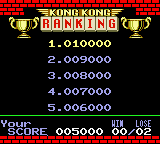 Shanghai Pocket (Game Boy Color) screenshot: Rankings.