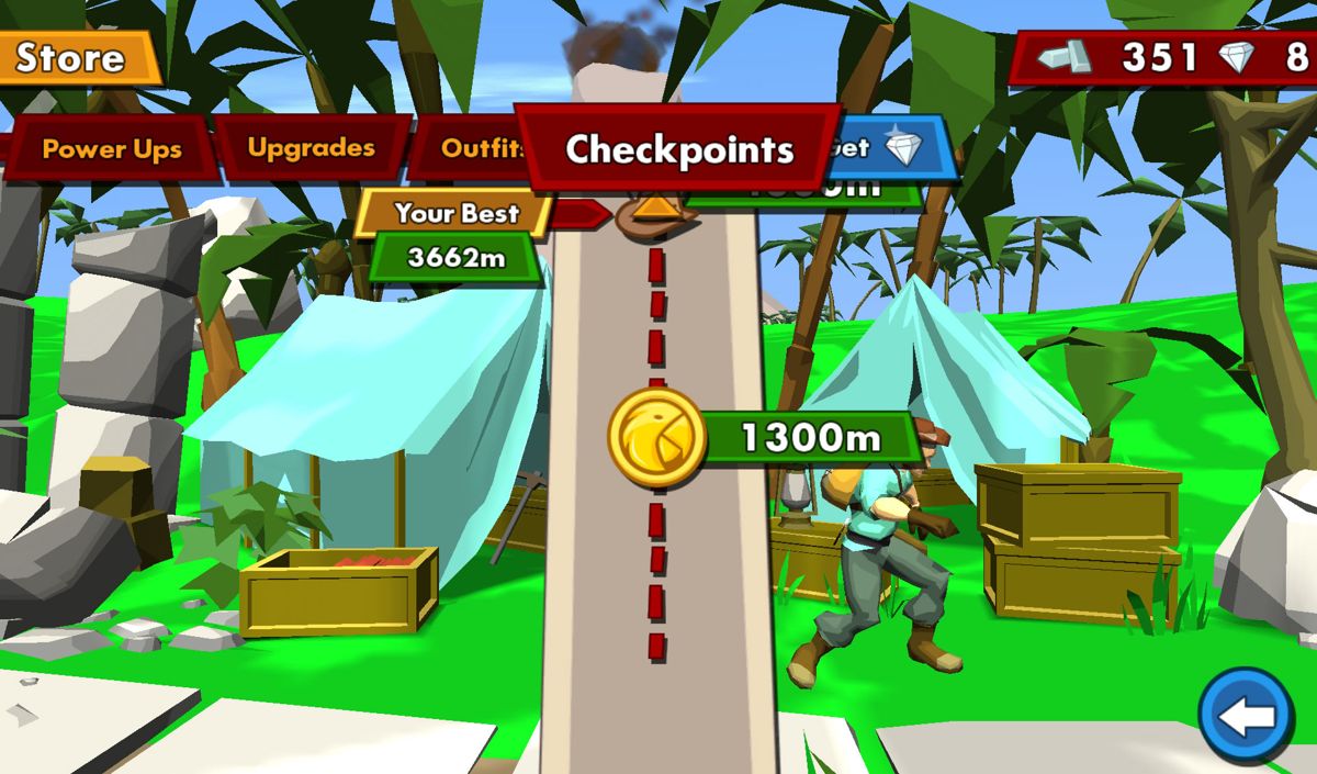 Pitfall! (Android) screenshot: You need to spend Macaw tokens to use checkpoints.