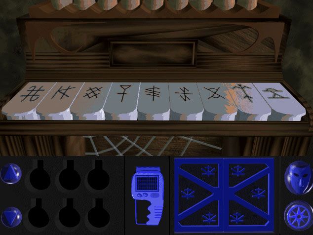 Urânio 235 (Windows 3.x) screenshot: Piano with strange letters.