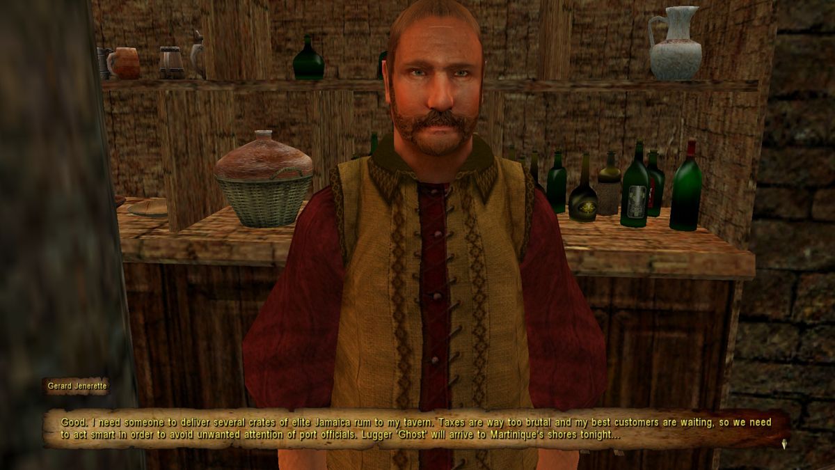 Sea Dogs: To Each His Own (Windows) screenshot: One of the many bartenders who can give you nice jobs on the side