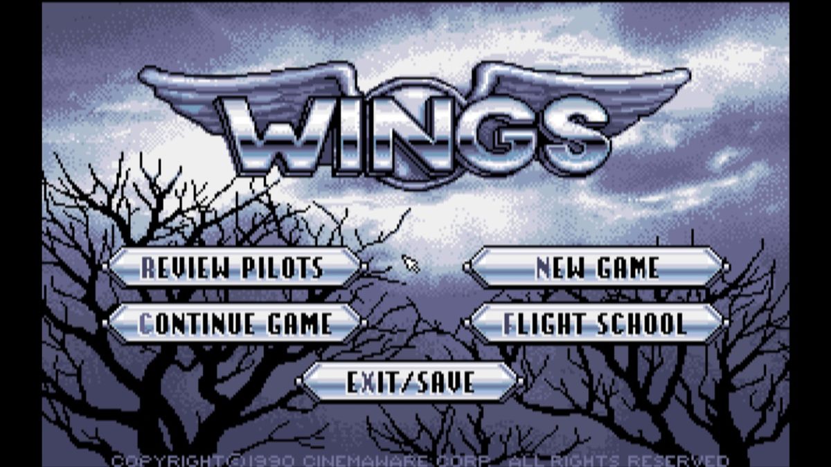 Wings (Macintosh) screenshot: Main menu (GOG version)