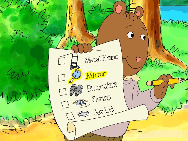 Arthur's Camping Adventure (Windows) screenshot: A list of things to find