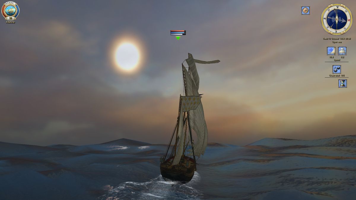 Sea Dogs: To Each His Own (Windows) screenshot: Smooth sailing (real-time mode)