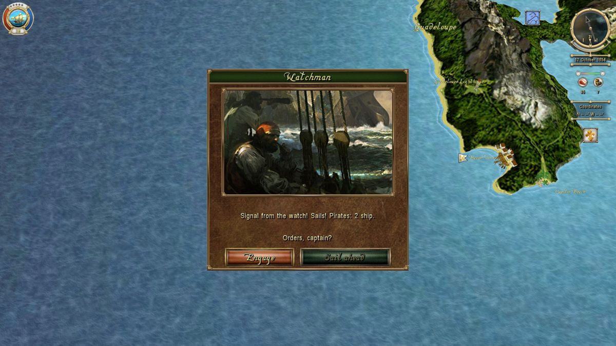 Sea Dogs: To Each His Own (Windows) screenshot: Encountering a ship