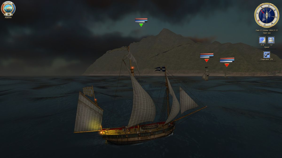 Sea Dogs: To Each His Own (Windows) screenshot: Two pirate ships at once... that's not going to end well...