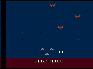 Tac/Scan (Atari 2600) screenshot: Only three ships left in the squadron