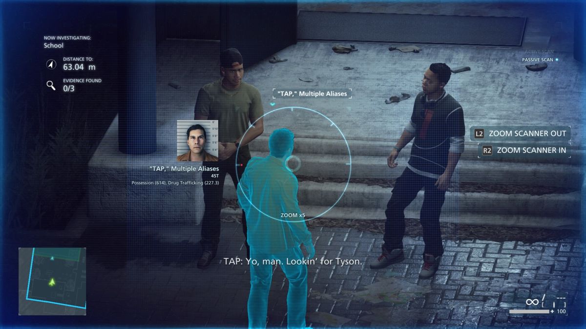 Battlefield: Hardline (PlayStation 4) screenshot: Use your smartphone to scan for suspects