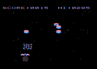 Space Eggs (Atari 8-bit) screenshot: Got him!