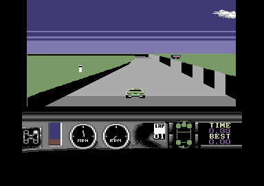 Days of Thunder (Commodore 64) screenshot: Running the qualifying lap