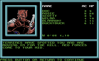 Buck Rogers: Countdown to Doomsday (Commodore 64) screenshot: Encountering enemies