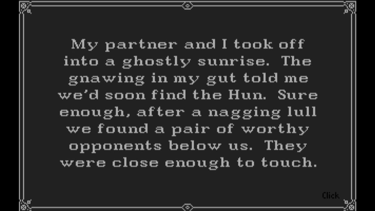 Wings (Macintosh) screenshot: Pilot's comments before heading into battle (GOG version)