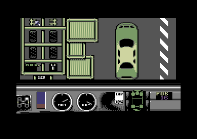 Days of Thunder (Commodore 64) screenshot: Pit stop