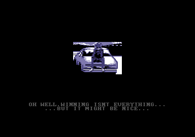 Days of Thunder (Commodore 64) screenshot: This is the ending if you don't crash but lose the race.