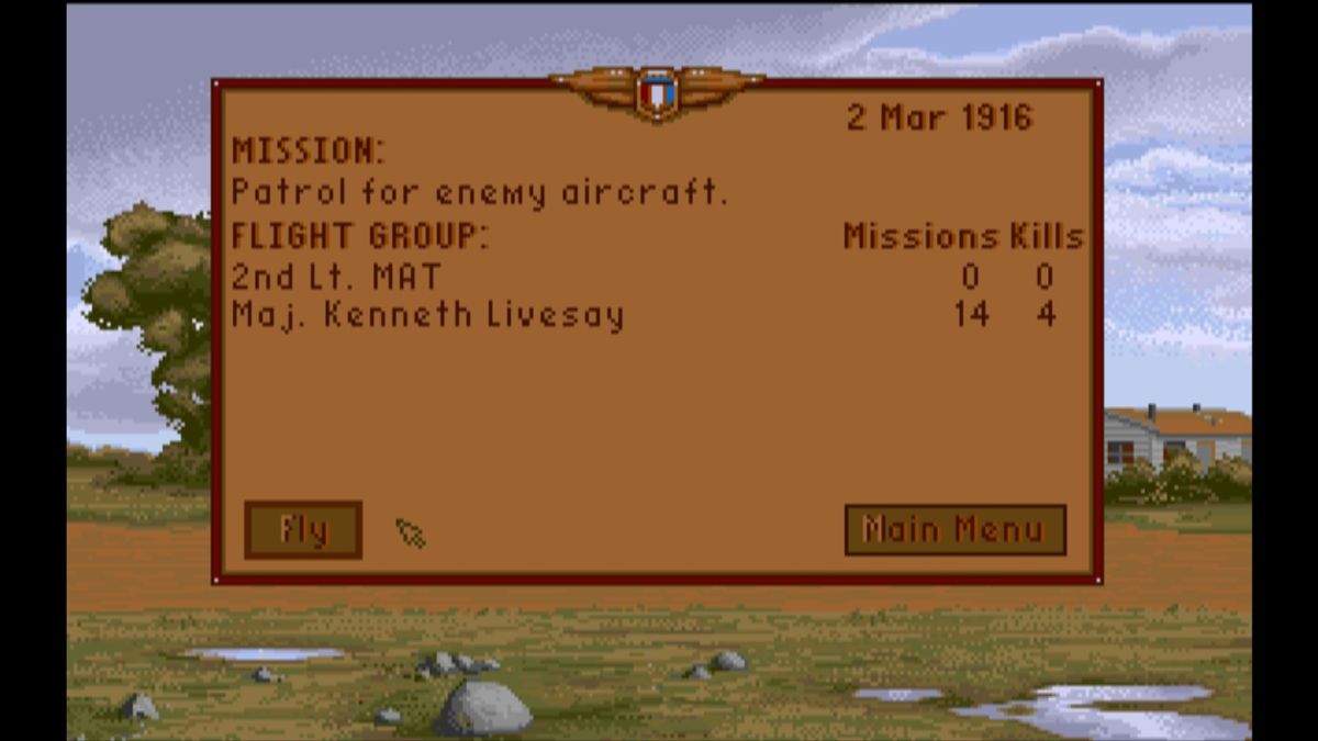 Wings (Macintosh) screenshot: Mission info (GOG version)