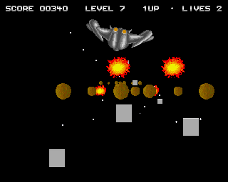 Vindex (Amiga) screenshot: Level 7 - under attack of meteorites