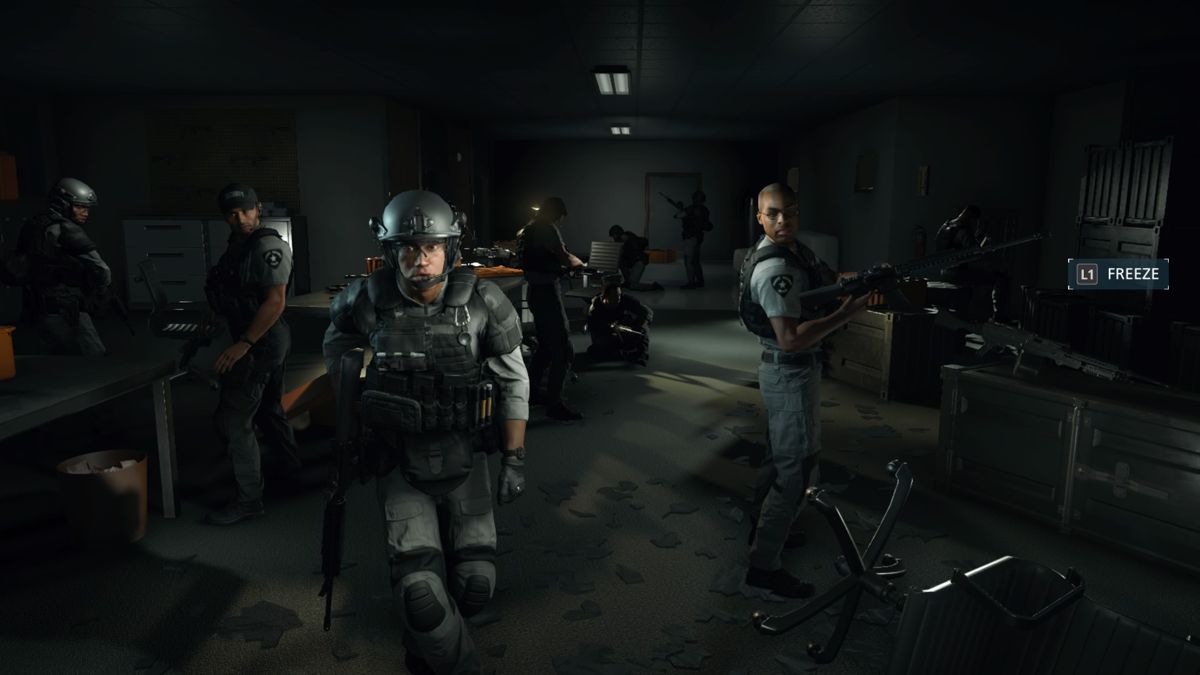 Battlefield: Hardline (PlayStation 4) screenshot: Will they relinquish their weapons if I ask them to freeze, I wonder