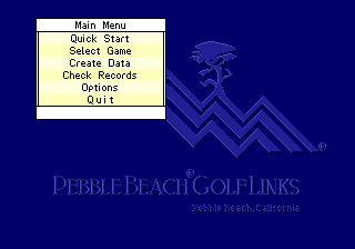 Pebble Beach Golf Links (Genesis) screenshot: Main menu
