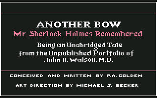 Sherlock Holmes in "Another Bow" (Commodore 64) screenshot: Title Screen (descriptive)