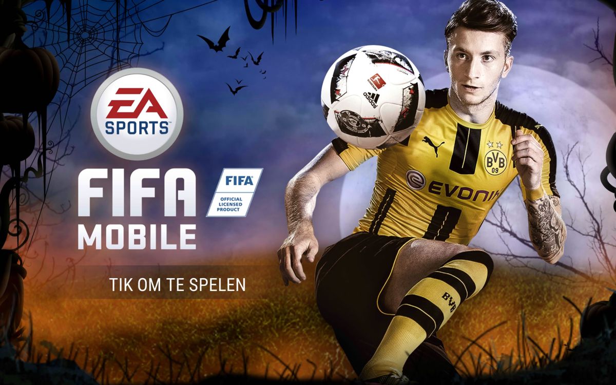 FIFA Mobile (Android) screenshot: Title screen (Dutch version)