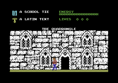 The Happiest Days of Your Life (Commodore 64) screenshot: The quadrangle lies to the west