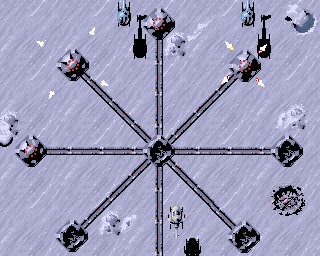 S.W.I.V. (Amiga) screenshot: Several installations placed evenly to the circle