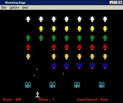 Arcade Pack (Windows) screenshot: Shooting Bugs: A Space Invaders clone