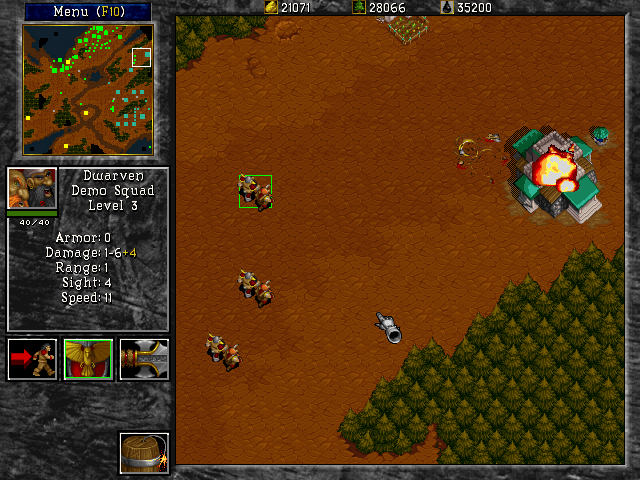 WarCraft II: Tides of Darkness (DOS) screenshot: Dwarven demolition squads are suicide bombers and can do quite a bit of damage