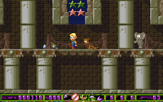 Doofus (DOS) screenshot: Being chased by an elephant man.