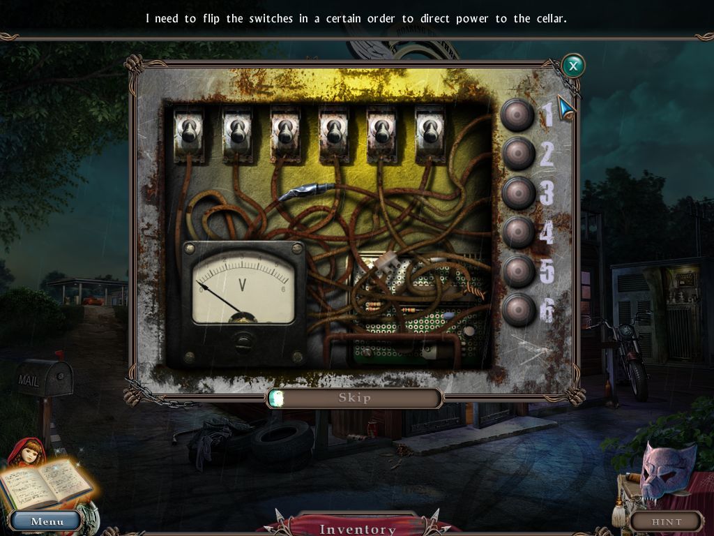 Cruel Games: Red Riding Hood (Windows) screenshot: Another puzzling classic<br>Note the timer bar that will eventually give the player the option to skip this puzzle
