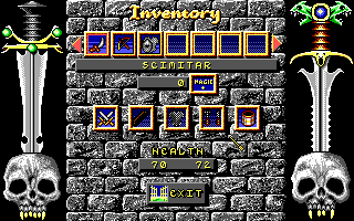 Battle Master (DOS) screenshot: Checking out your inventory.