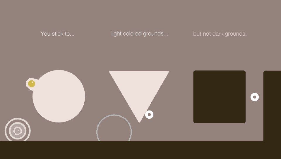 Sound Shapes (PS Vita) screenshot: Depending on your shape, you stick to different type of ground (Trial version)